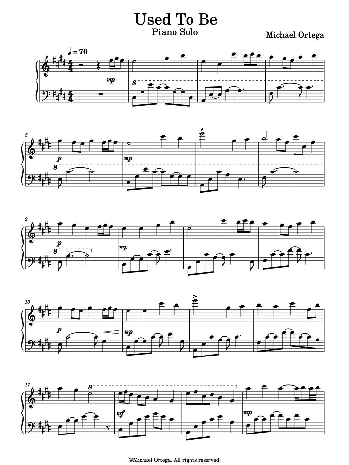 Used To Be (Piano Score) product image (1)