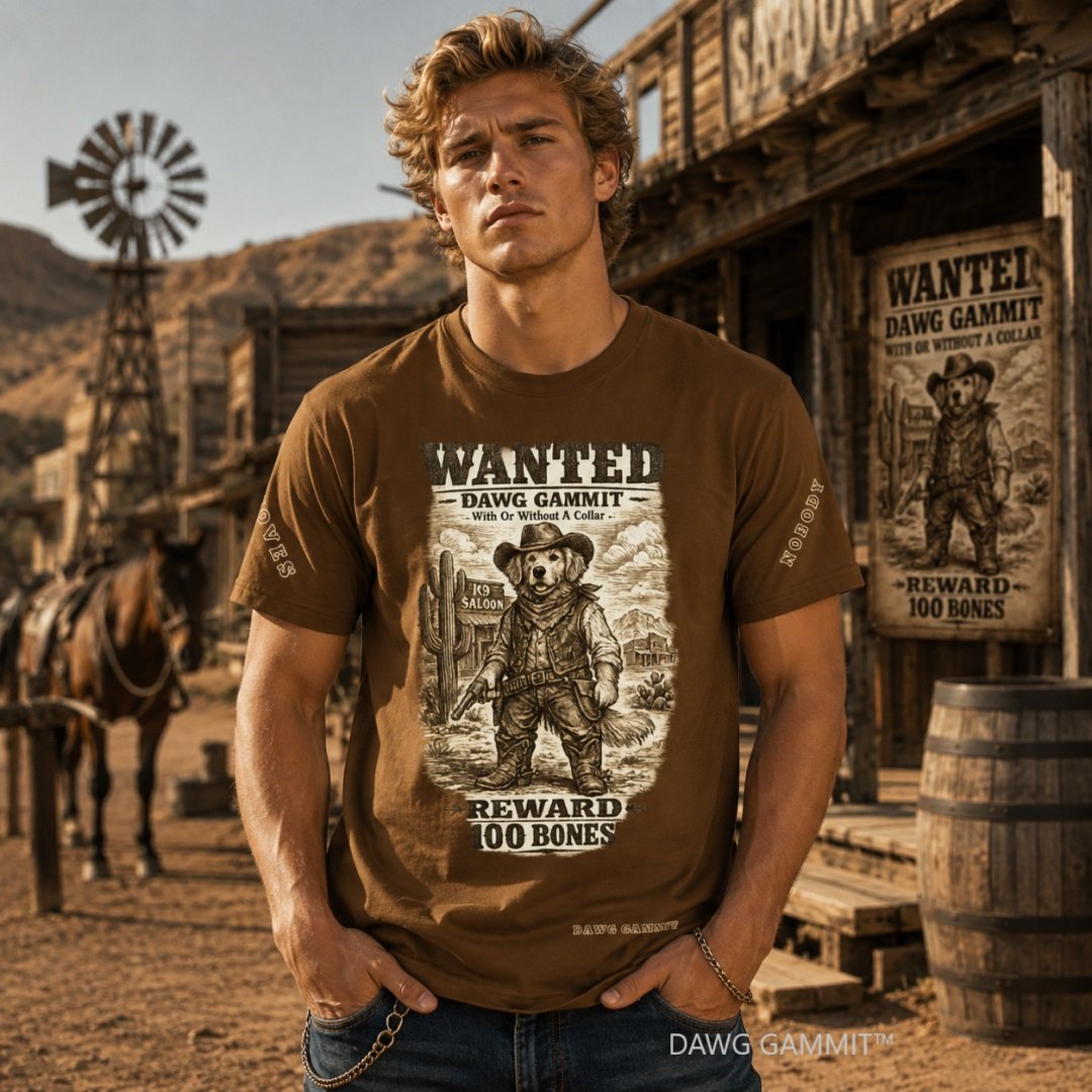 DAWG GAMMIT™ Wanted Golden Retriever Brown Tee product image (2)