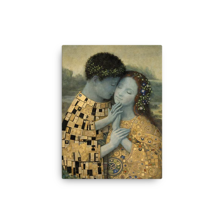 Goldene Umarmung – Moderne Klimt-Interpretation Sleek Slim Canvas Art product image (10)