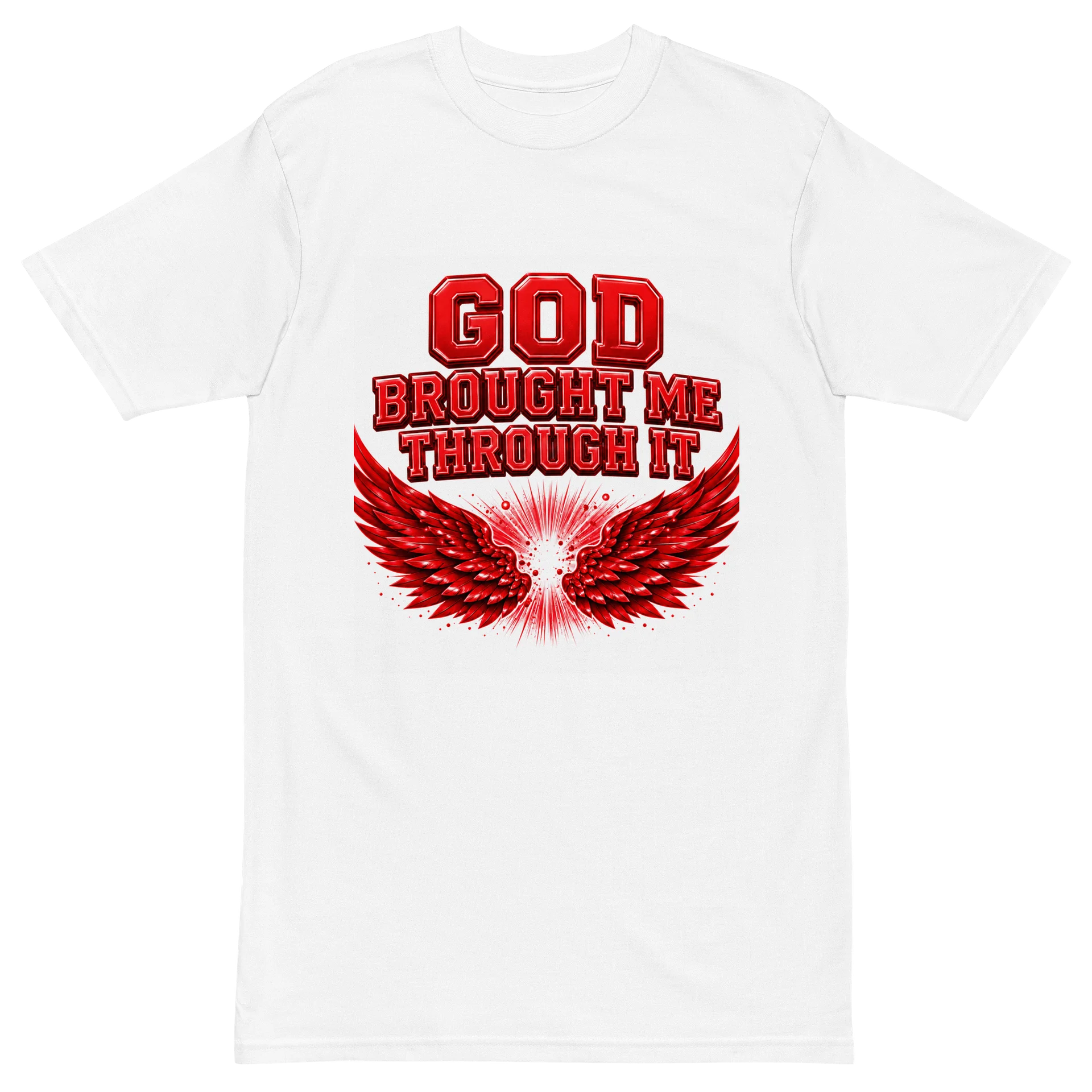 God Brought Me Through It White Tee — Red Wings Real Survivor Edition product image (2)
