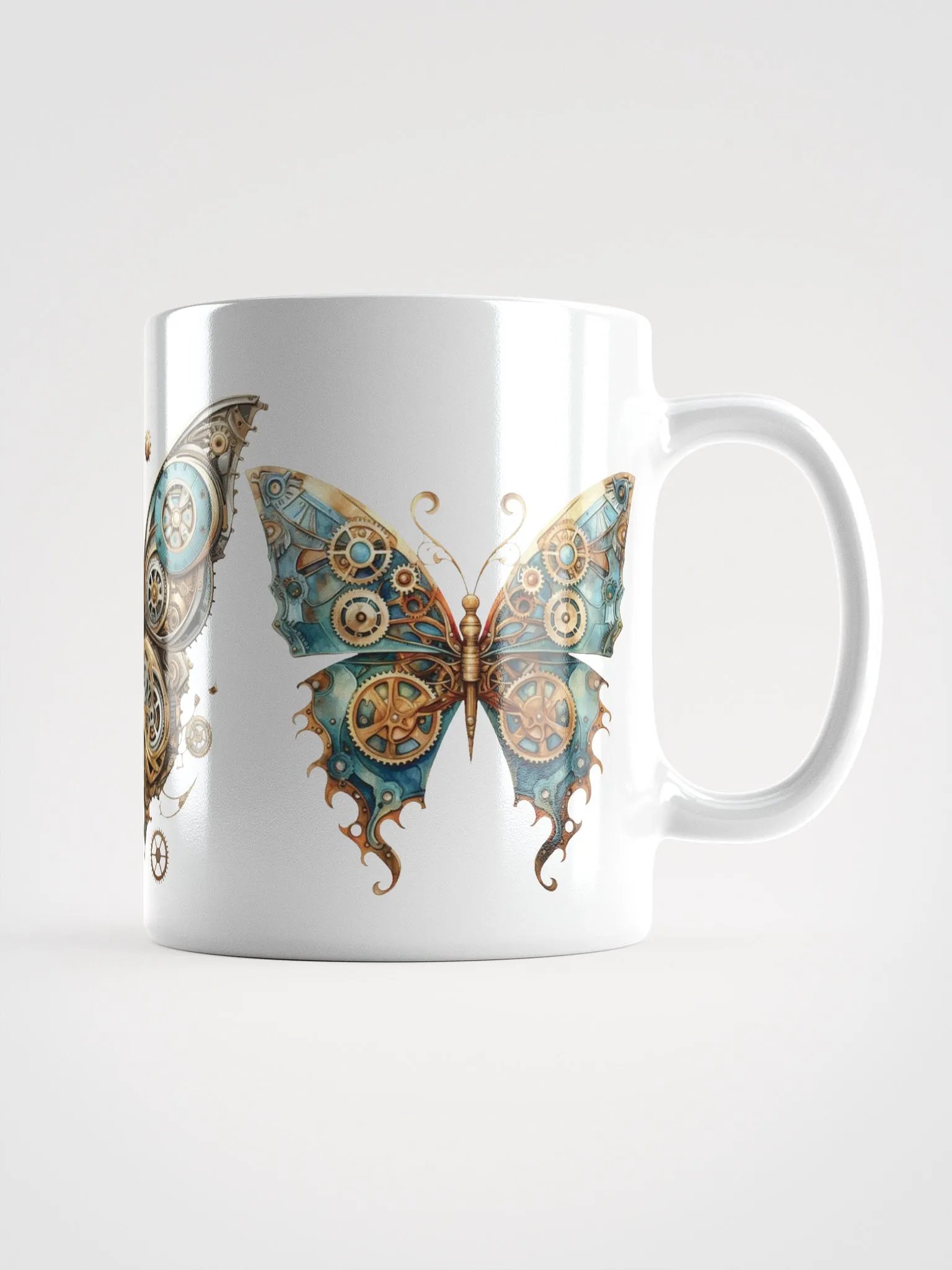 Steampunk Butterflies White Glossy Mug product image (1)