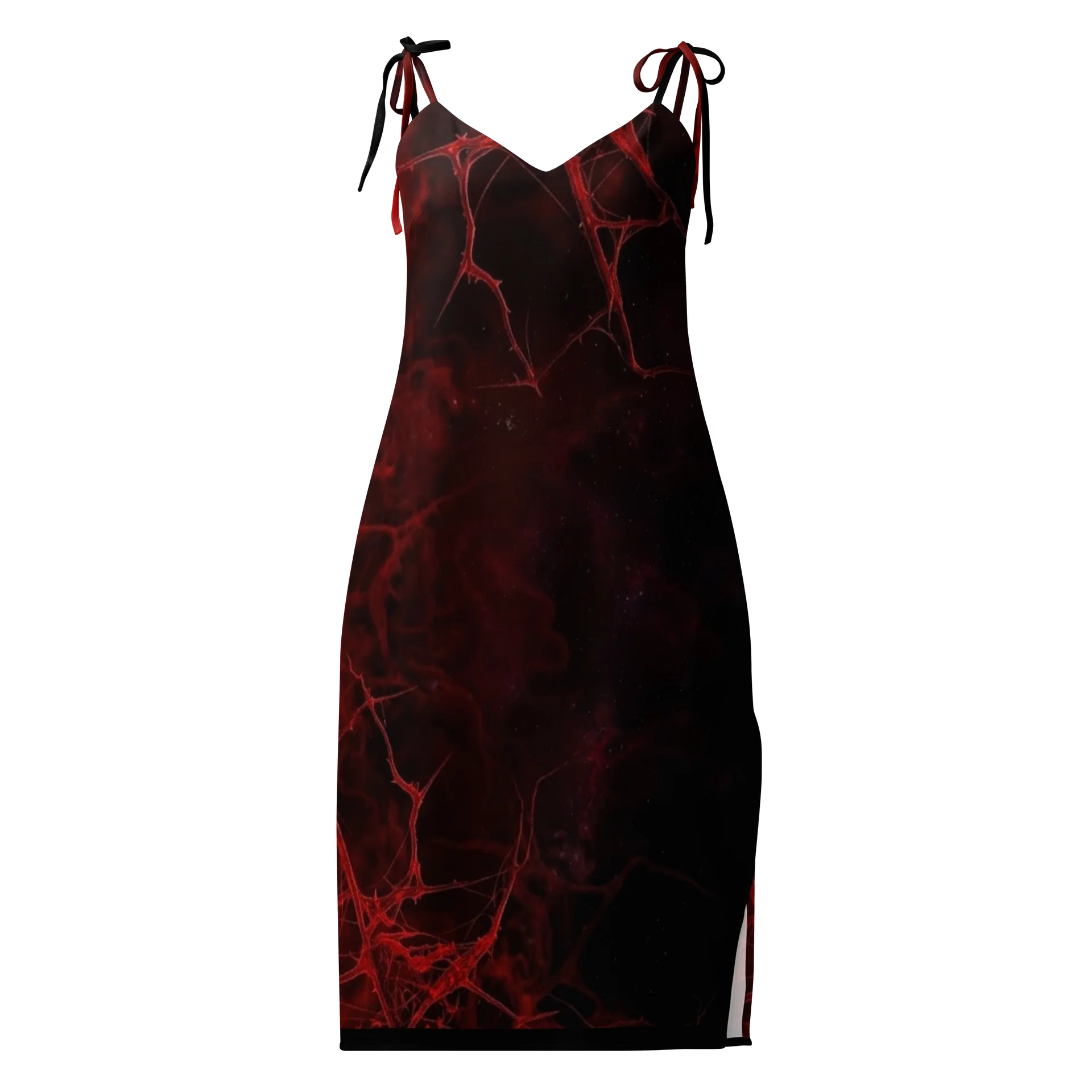 Crimson Veins Chiffon Midi Slip Dress for Dark Romance Readers | Women's Essentials product image (5)