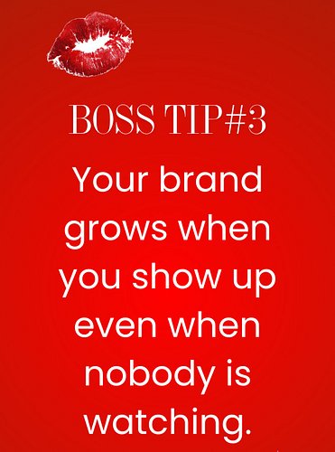 ❤️👑 BOSS TIP #3:

Your brand grows when you show up even when nobody is watching. ✨

Success isn’t built overnight it’s built...