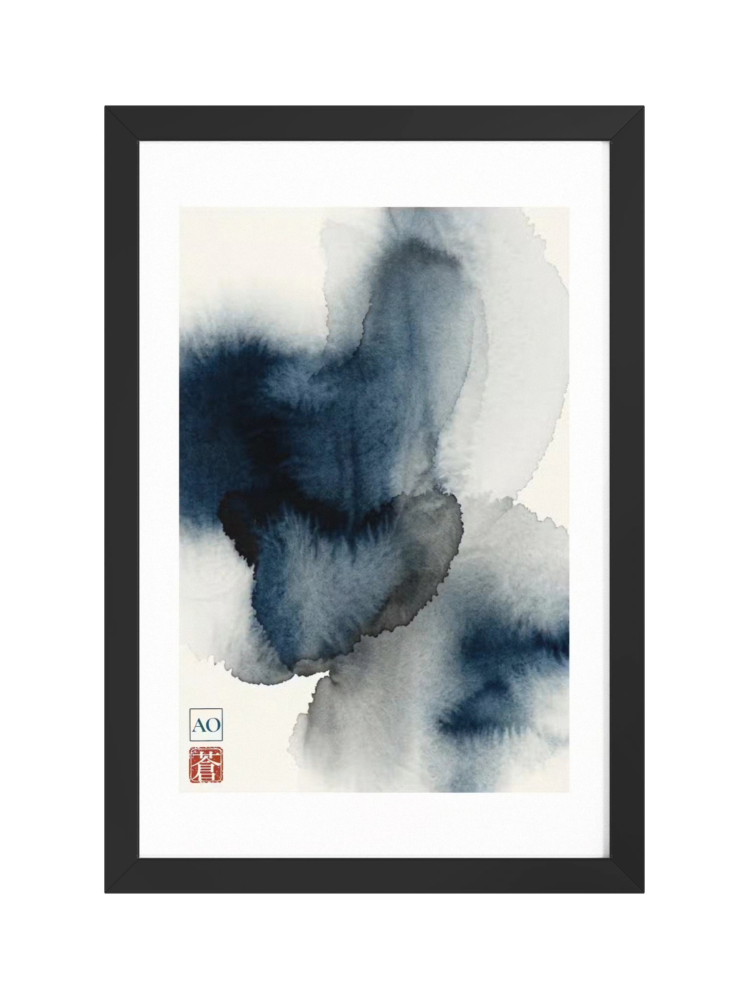 Japanese Indigo Ink Art Print | Serene Indigo Mist No.01 | Framed Wall Art - AO Japan Blue product image (1)