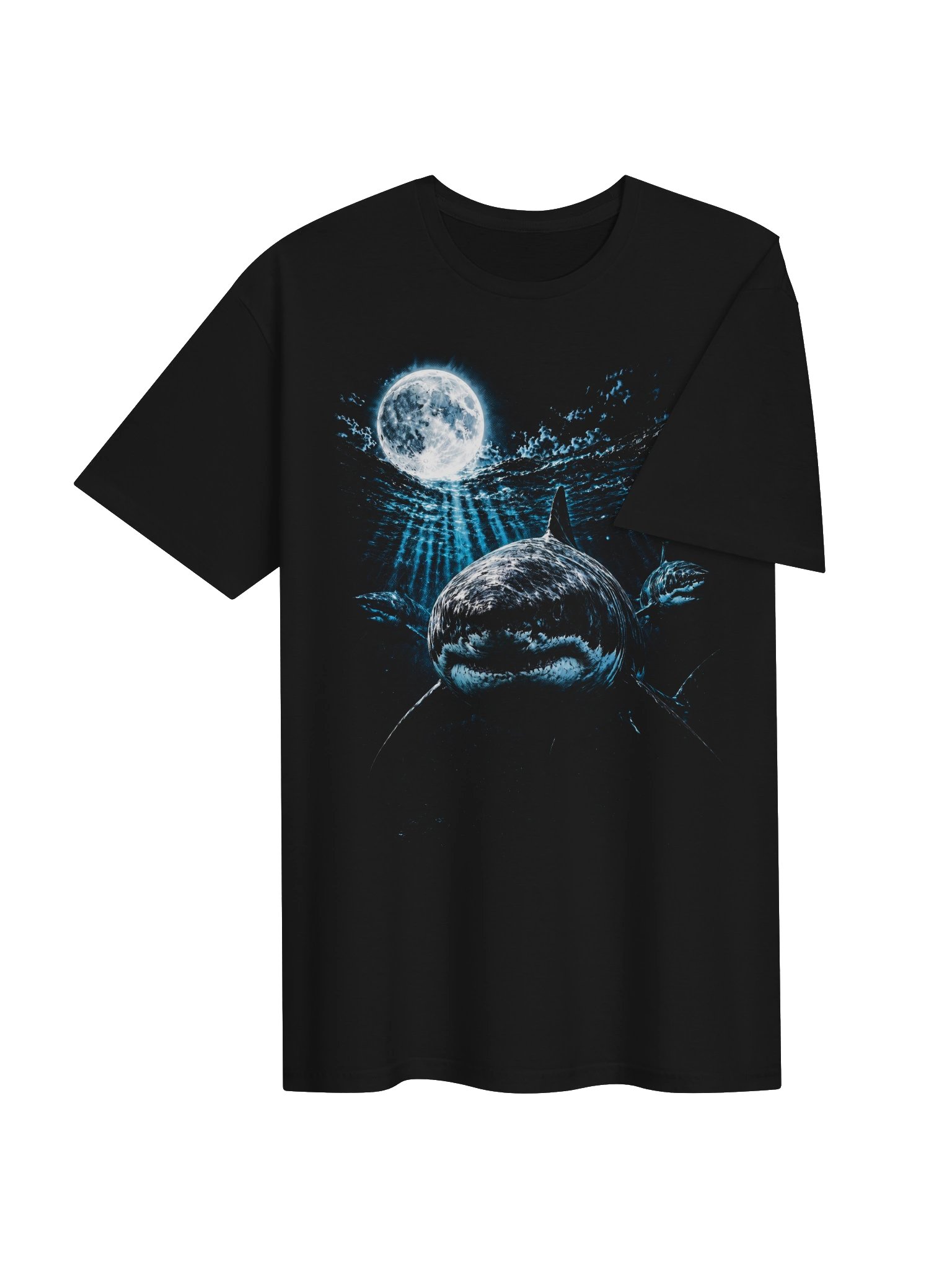 Great White Shark Howling Moon Tshirt | Legendary Wildlife Shirt product image (3)