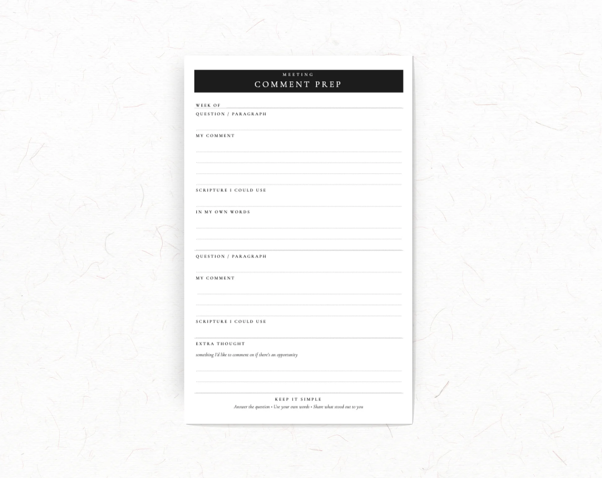 Meeting Comment Prep Notepad product image (1)