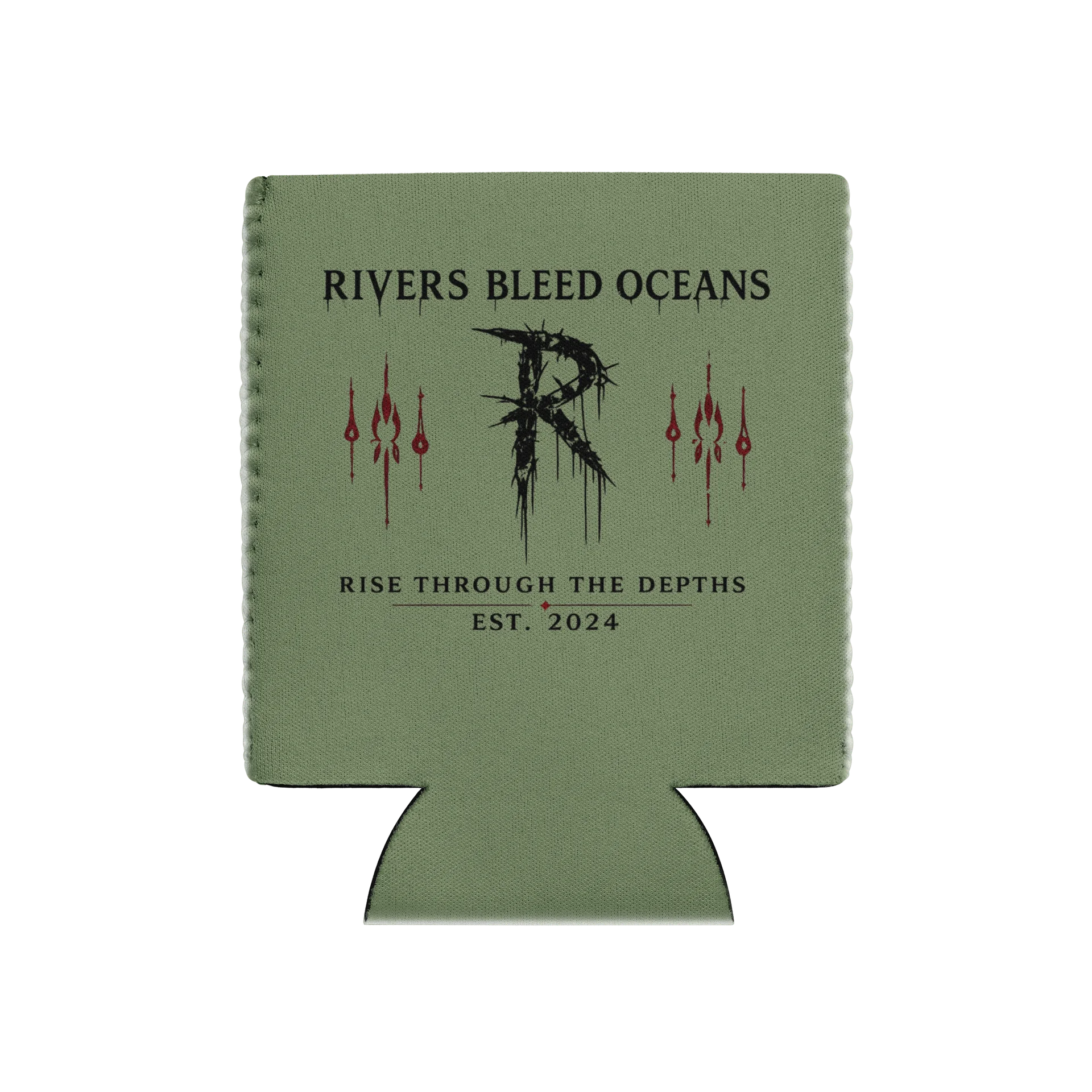 RIVERS BLEED OCEANS Coozie — Est.-Military Green product image (1)