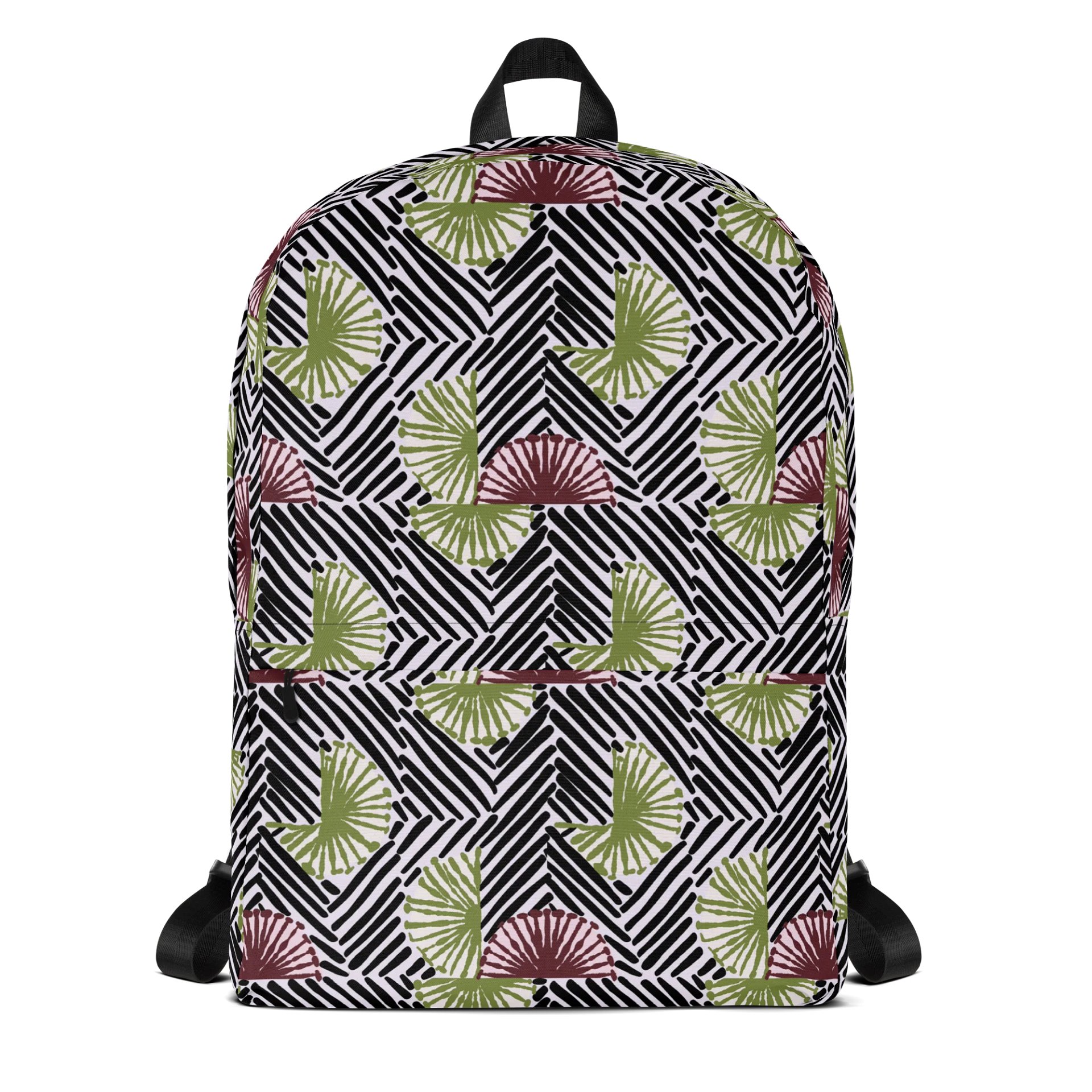 Afrococo Fan Stripes Geometric Laptop Backpack w/ Front Pocket product image (1)