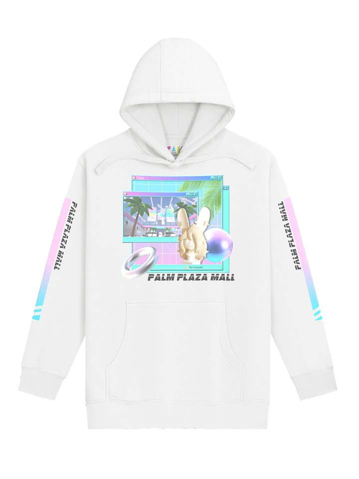 Palm Plaza Mall Vaporwavve Hoodie (White) product image (1)