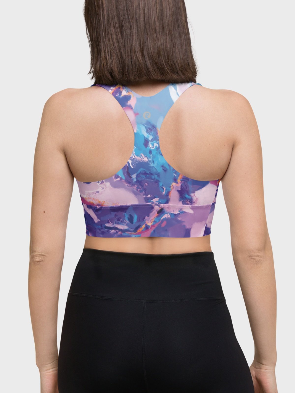 Hight Impact Sport Bra "Marble Effect Pastel Blue Purple Dreamy Waves" product image (7)