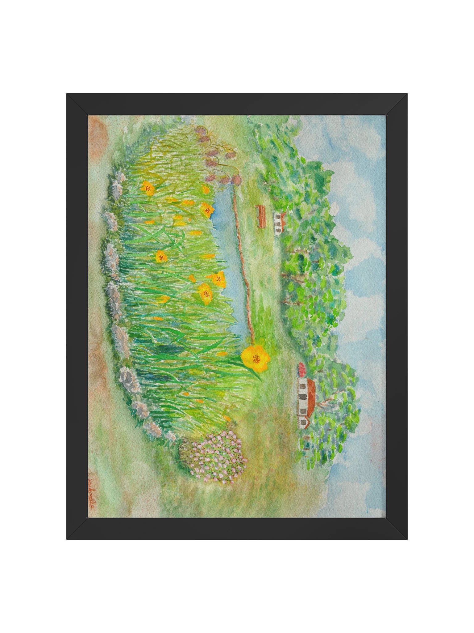 Two Farm Houses Behind Round Pond product image (1)