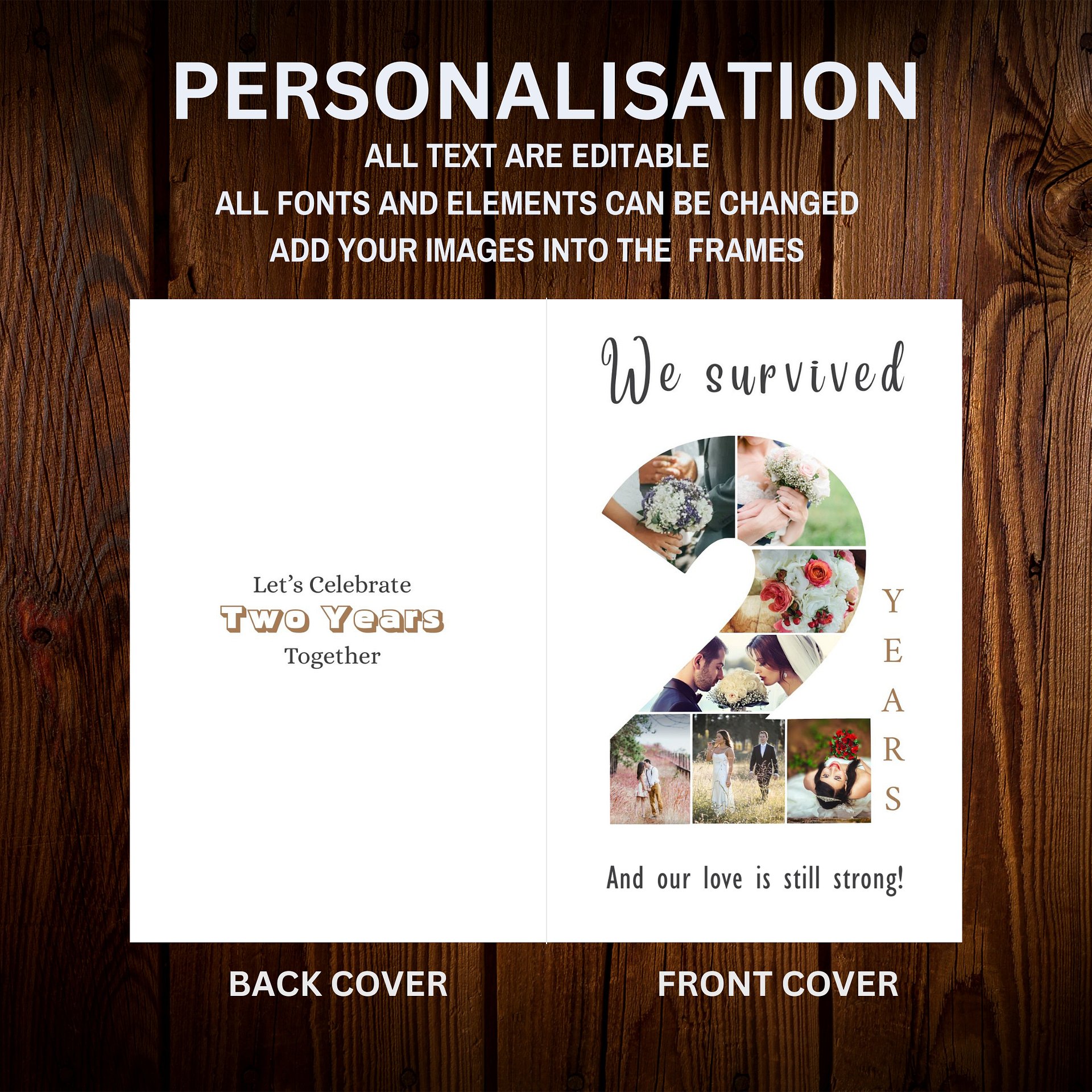 2 Year Anniversary Photo Card Editable Canva Template product image (6)