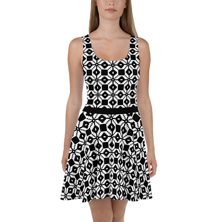 Pixel Art Geometric Dress | Black and White product image (1)