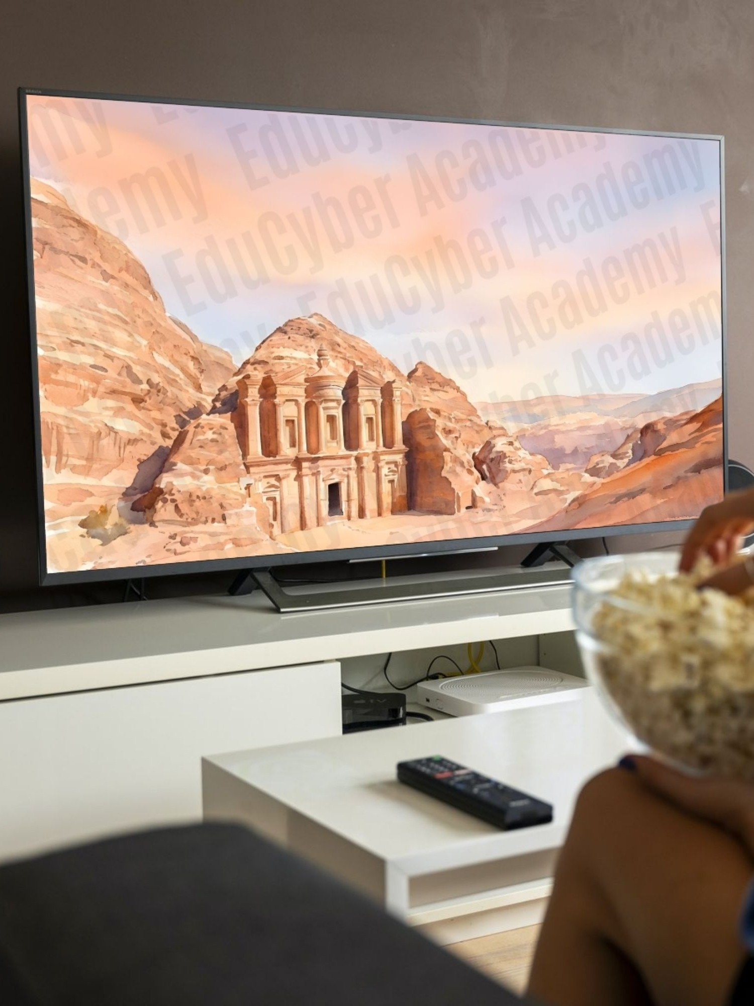 Seven Wonders of the World The Petra in Jordan Pastel Frame TV Art and Desktop Laptop Background Wallpaper Watercolor Image 4K Resolution 300 dpi product image (12)