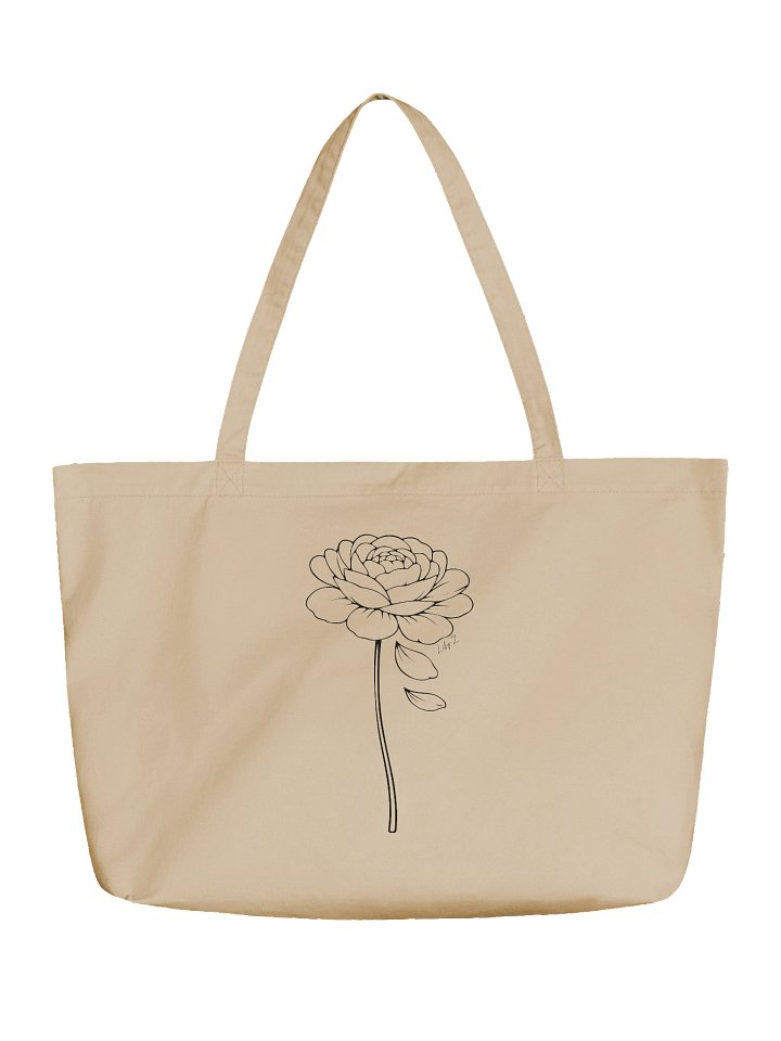 Rose "love hard" Organic Cotton Tote Bag - Beige product image (1)