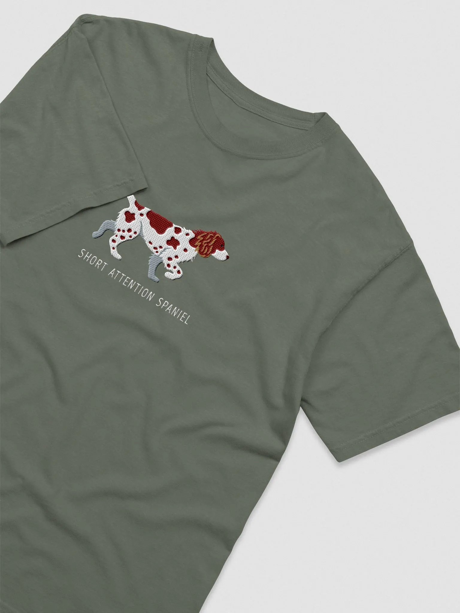 Short Attention Spaniel T-Shirt(Embroidered) of a Brittany Spaniel(Liver) product image (5)