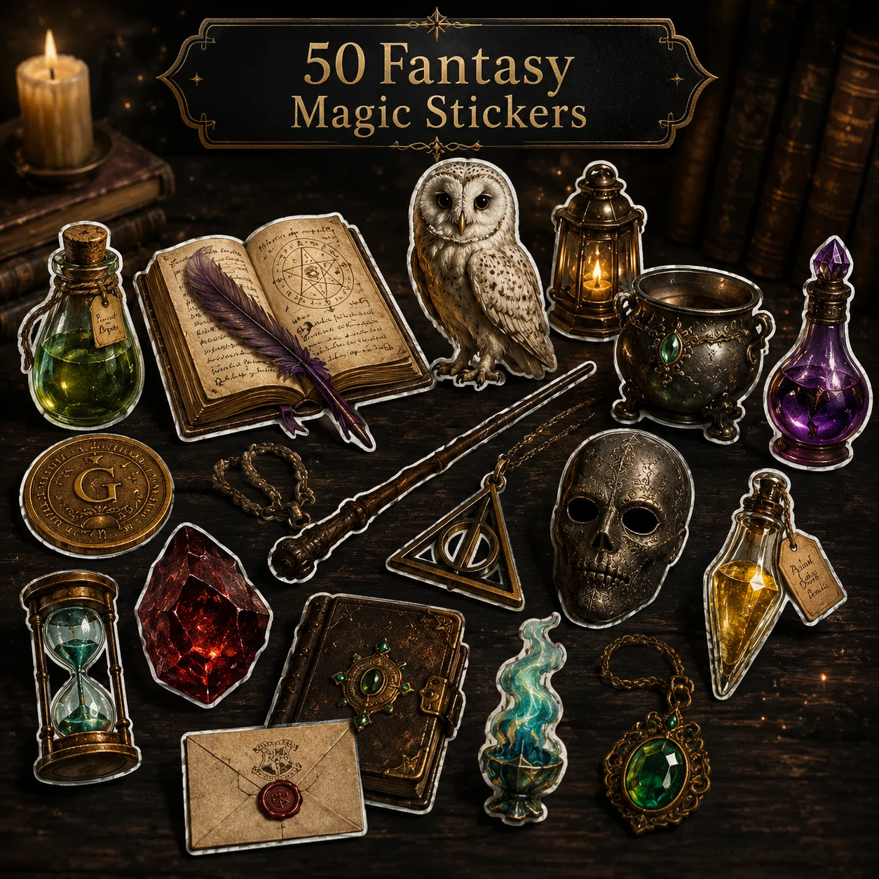 50 Fantasy Magic Stickers – Digital Bundle product image (1)
