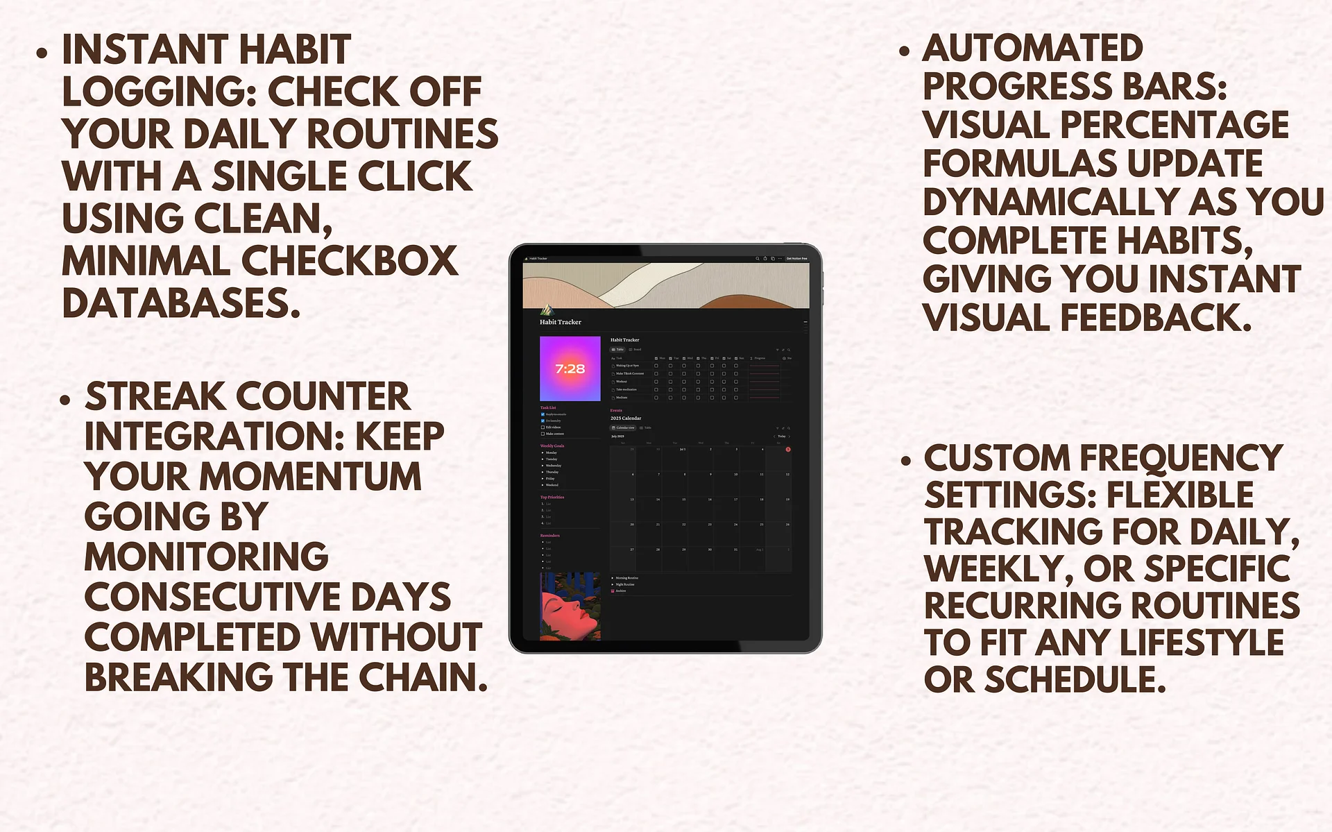 Aesthetic Notion Habit Tracker product image (2)
