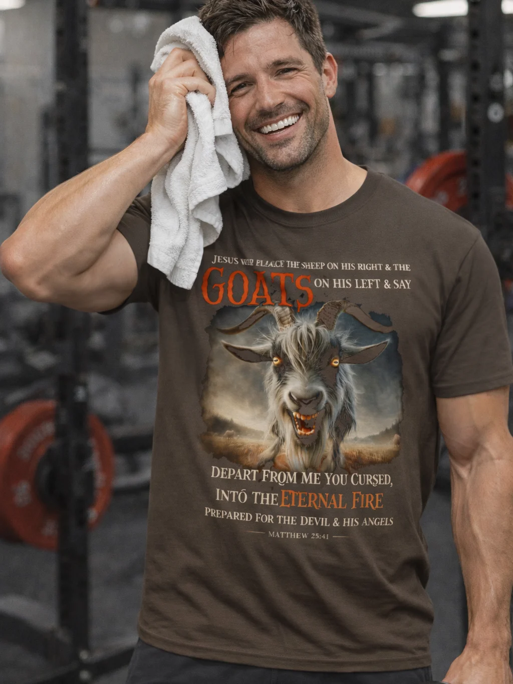 "Depart From Me" Crazed Goat Tee – Matthew 25:41 Bible Verse Jesus Warning Christian T-Shirt product image (20)