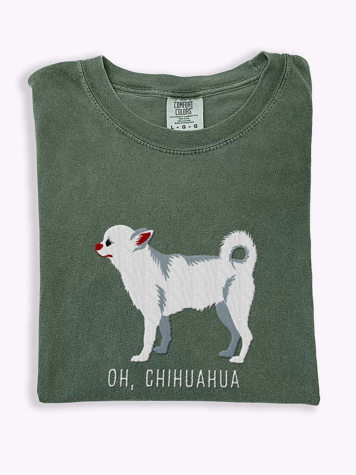 Oh, Chihuahua T-Shirt(Embroidered) of a Chihuahua(White) product image (1)