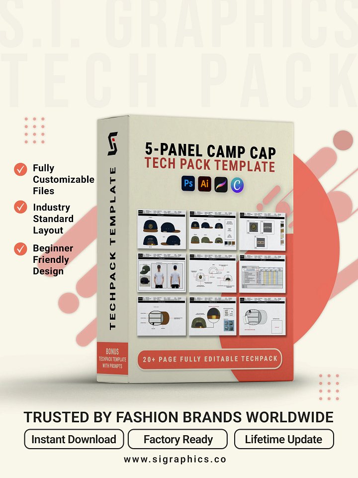 5-Panel Camp Cap Tech Pack Template product image (1)
