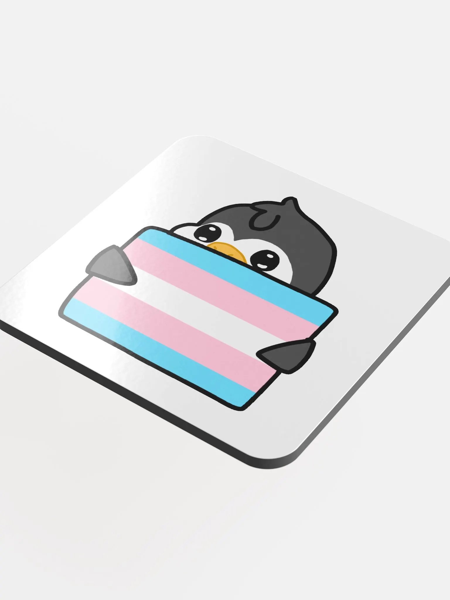 "Trans Pride" Lil' Guy - Gloss Cork Coaster product image (4)