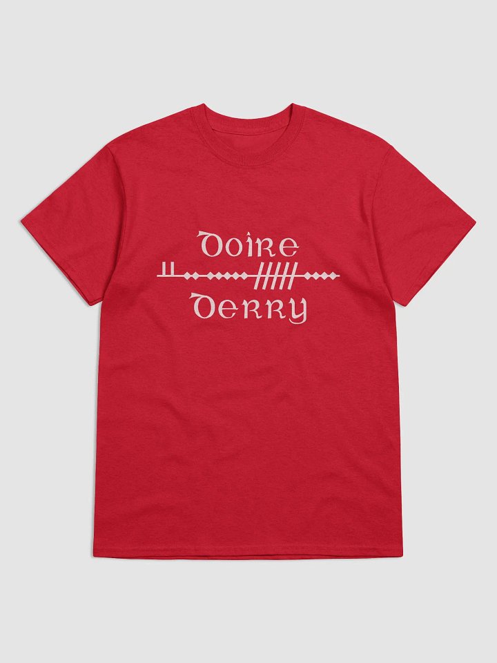 Derry/Doire Scholastic style Ogham red printed t-shirt product image (1)