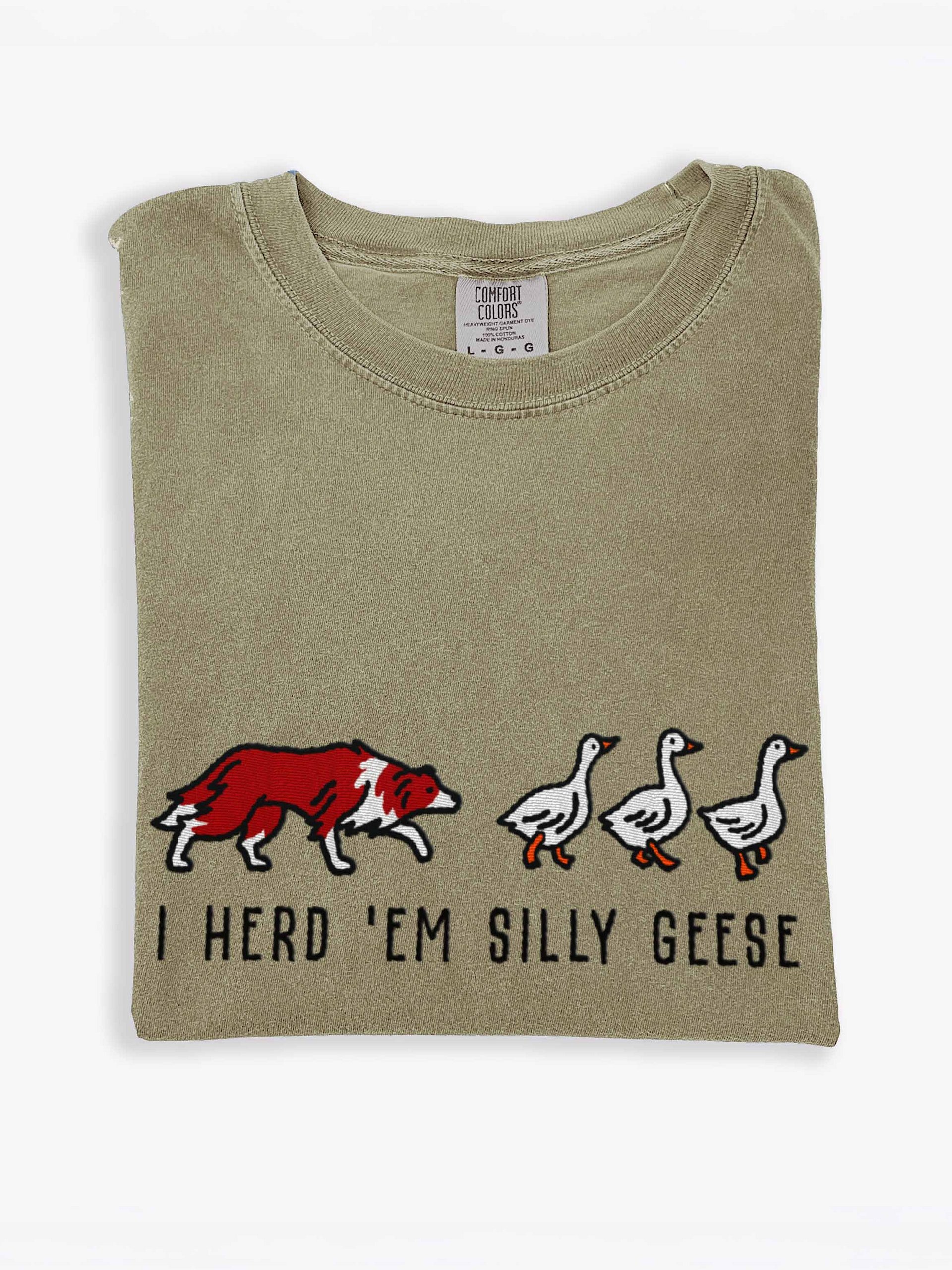 I Herd 'Em Silly Geese T-Shirt(Embroidered) of a Border Collie(Red) product image (1)
