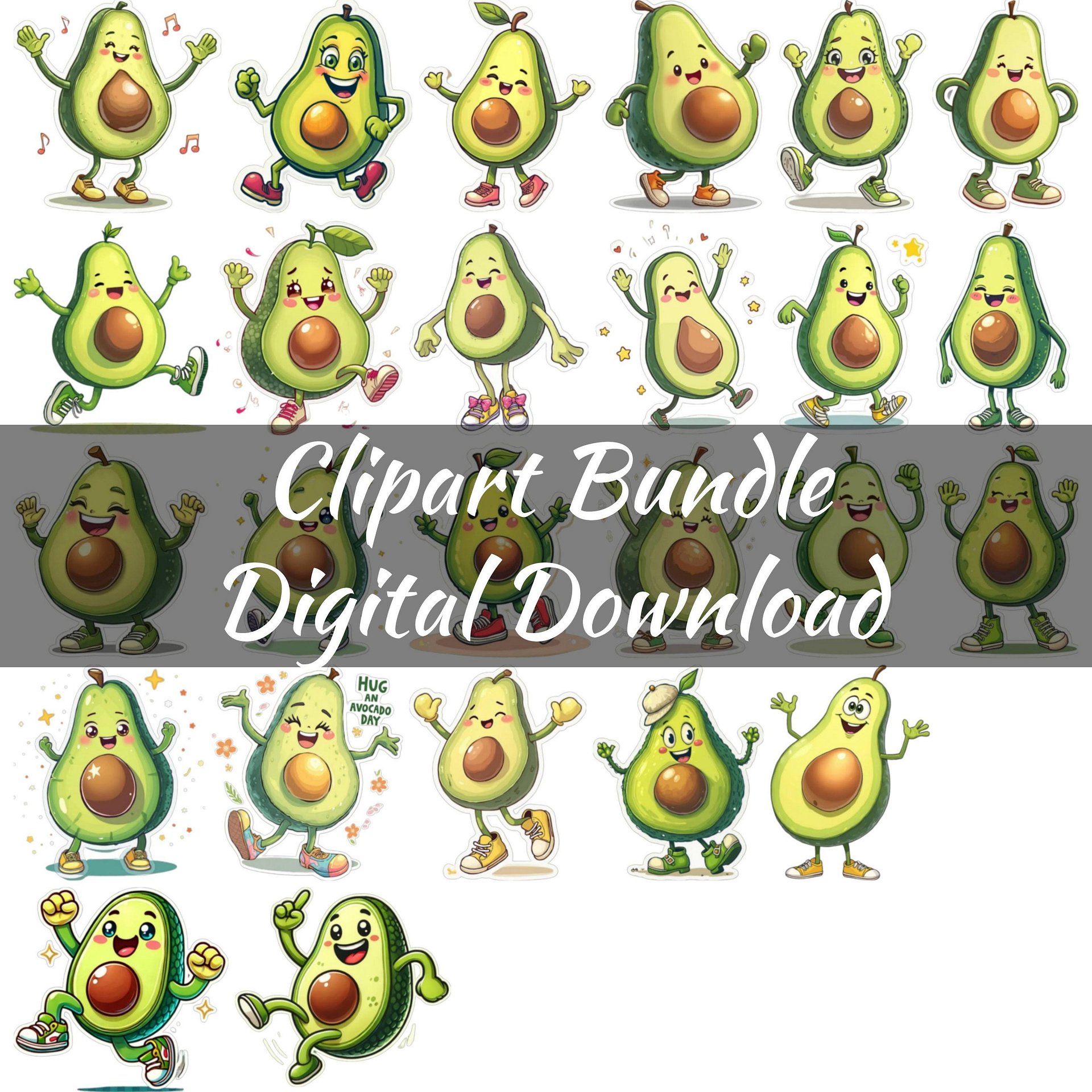 Happy Avocado Clip Art Bundle product image (1)