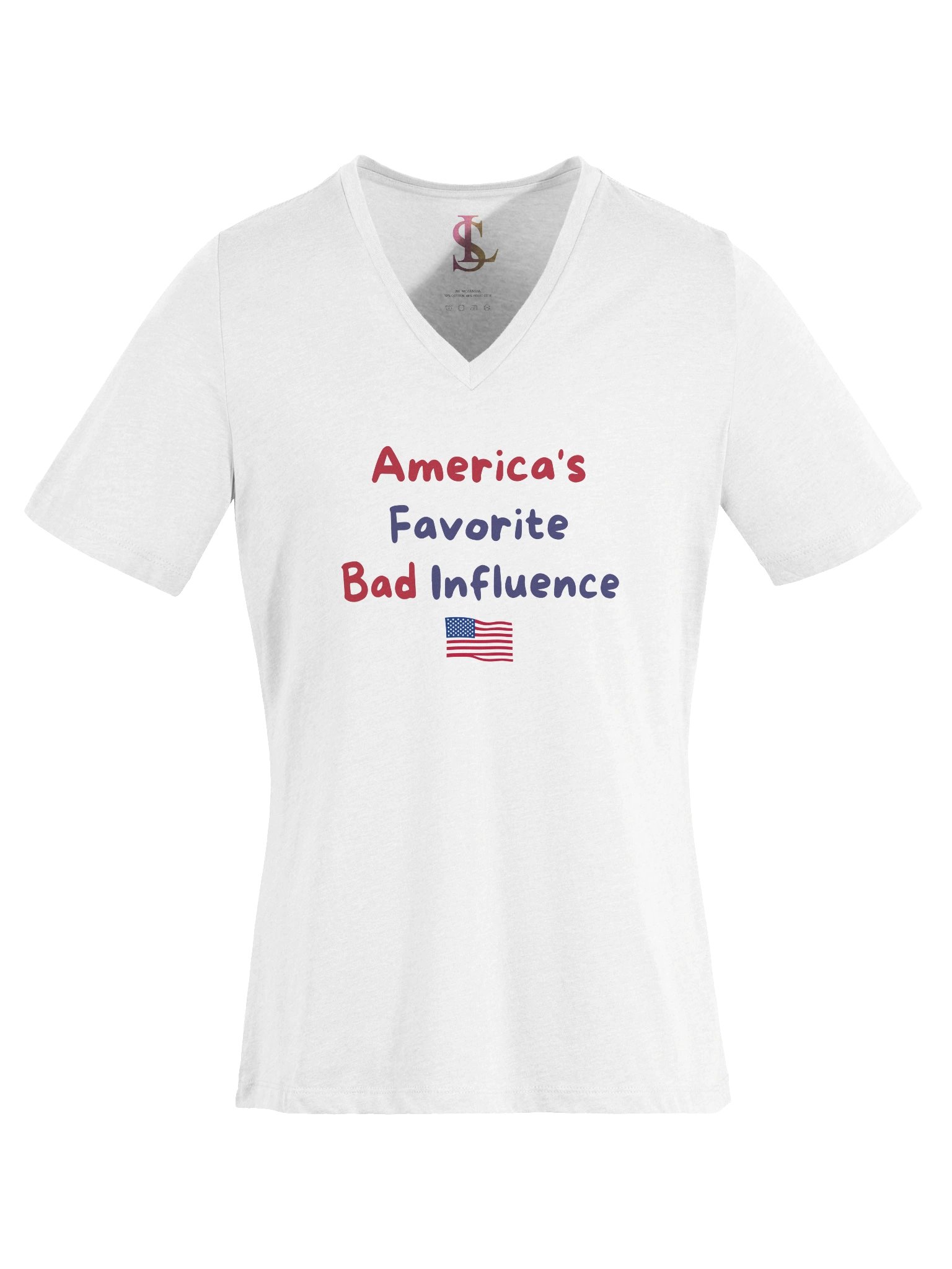 America’s Favorite Bad Influence – Women’s V-Neck Graphic Tee product image (6)