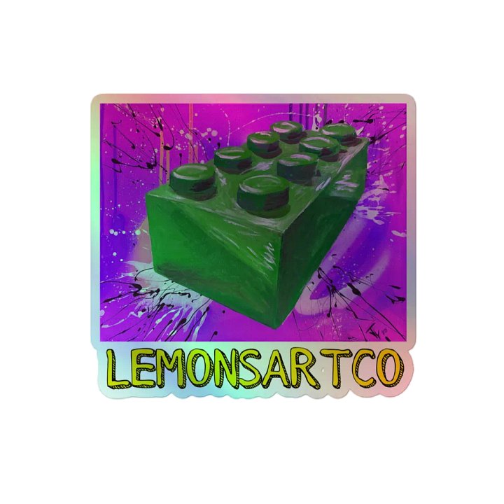 POP Brick (Green Brick/Purple Background) Holographic Sticker product image (2)