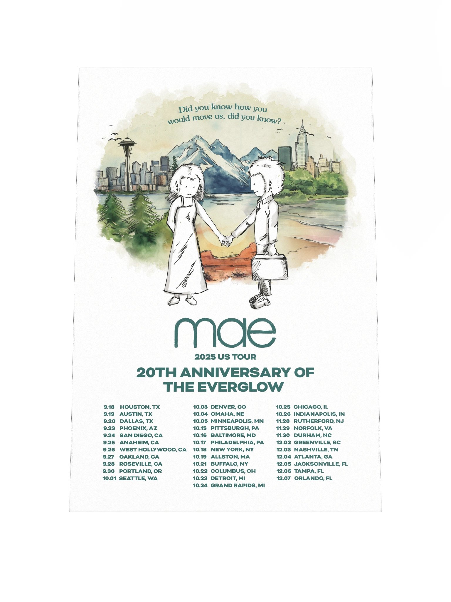 Mae - The Everglow 20th Anniversary US Tour Poster product image (1)