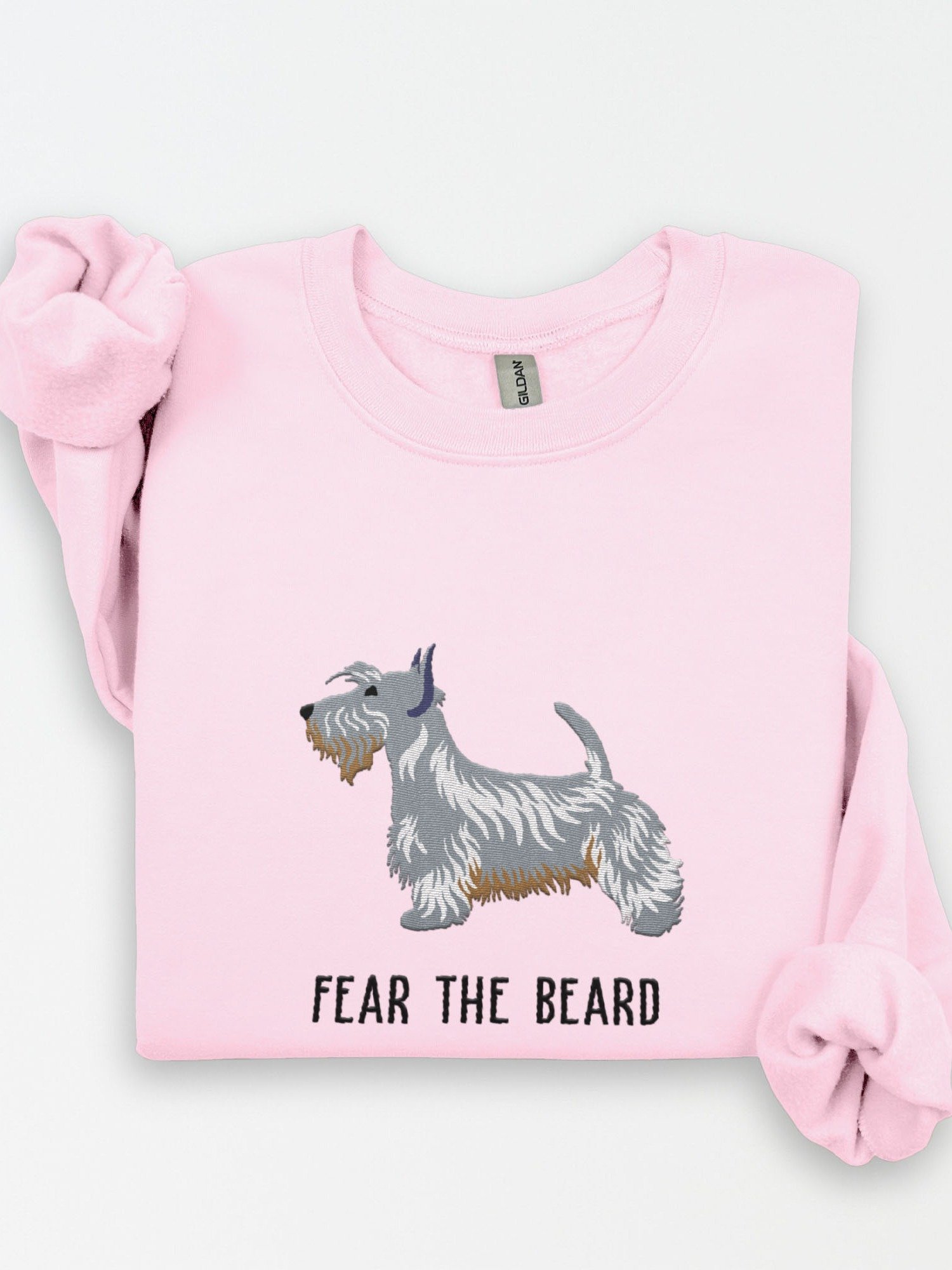 Fear the Beard Sweatshirt (Embroidered) of a Scottish Terrier(Blue) product image (1)