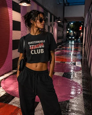 QTC Cut Closer fitted and cropped streetwear silhouette with Questionable Timing Club styling