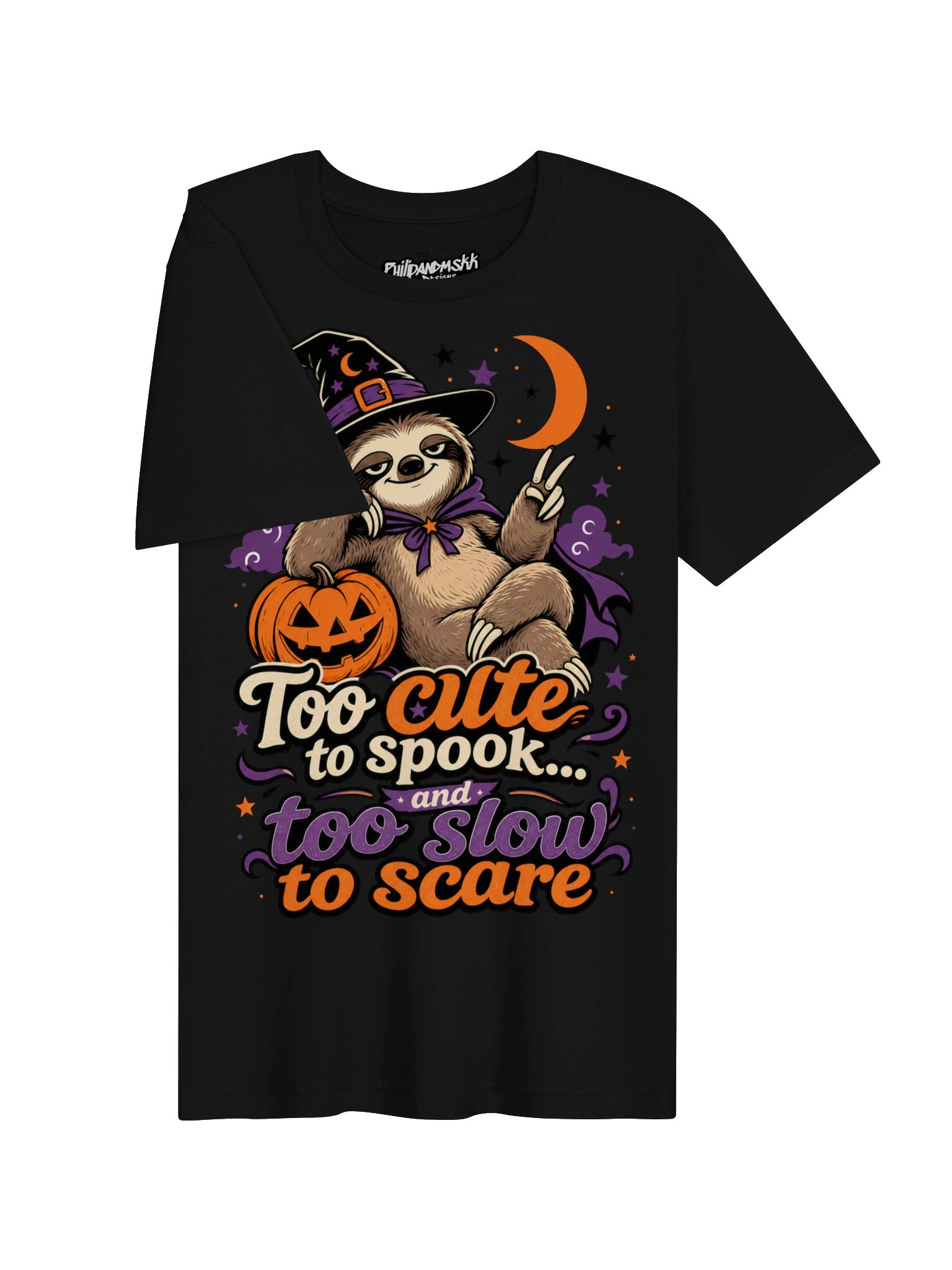 Too Cute to Spook Sloth Halloween Tee product image (21)