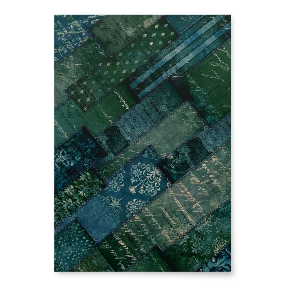 Elegant Vintage Green Blue Script Wrapping Paper product image (6)