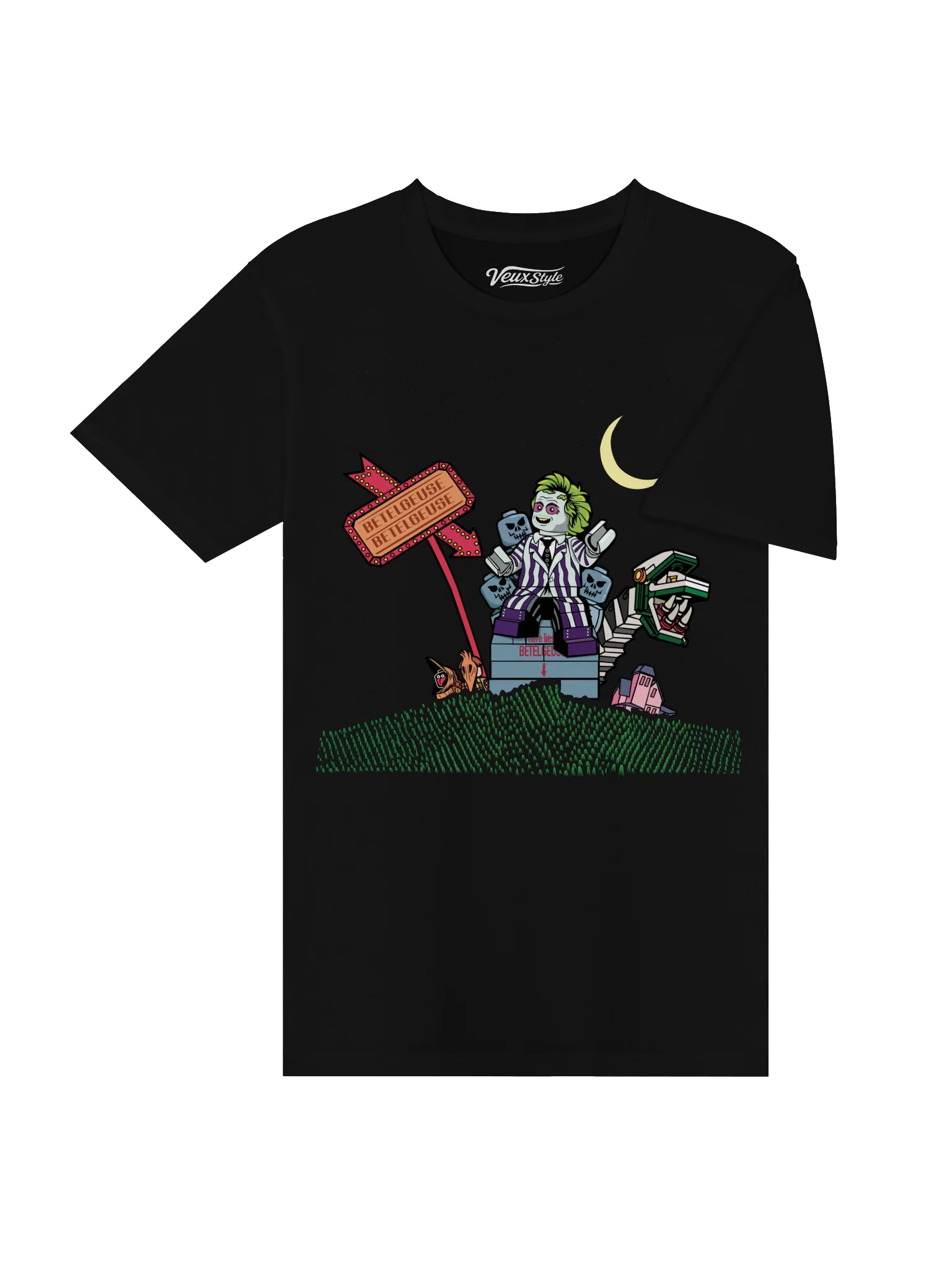 Beetlejuice Lego-Style Haunted Hill Premium T-Shirt product image (4)