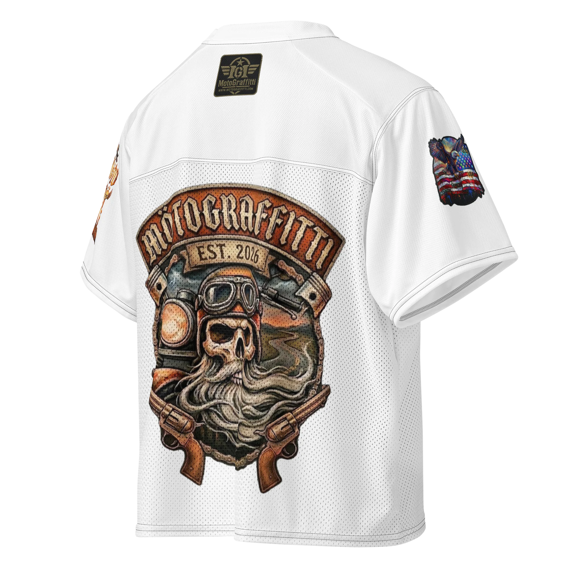 MötoGraffitti MotoMan White Football Jersey product image (4)