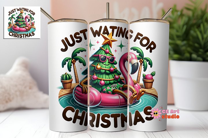 Just Waiting For Christmas Tumbler Wrap PNG product image (1)