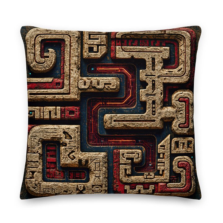 Dormant Signal Grid I — Ancient Tech Glyph Cushion Cover 22x22 product image (2)