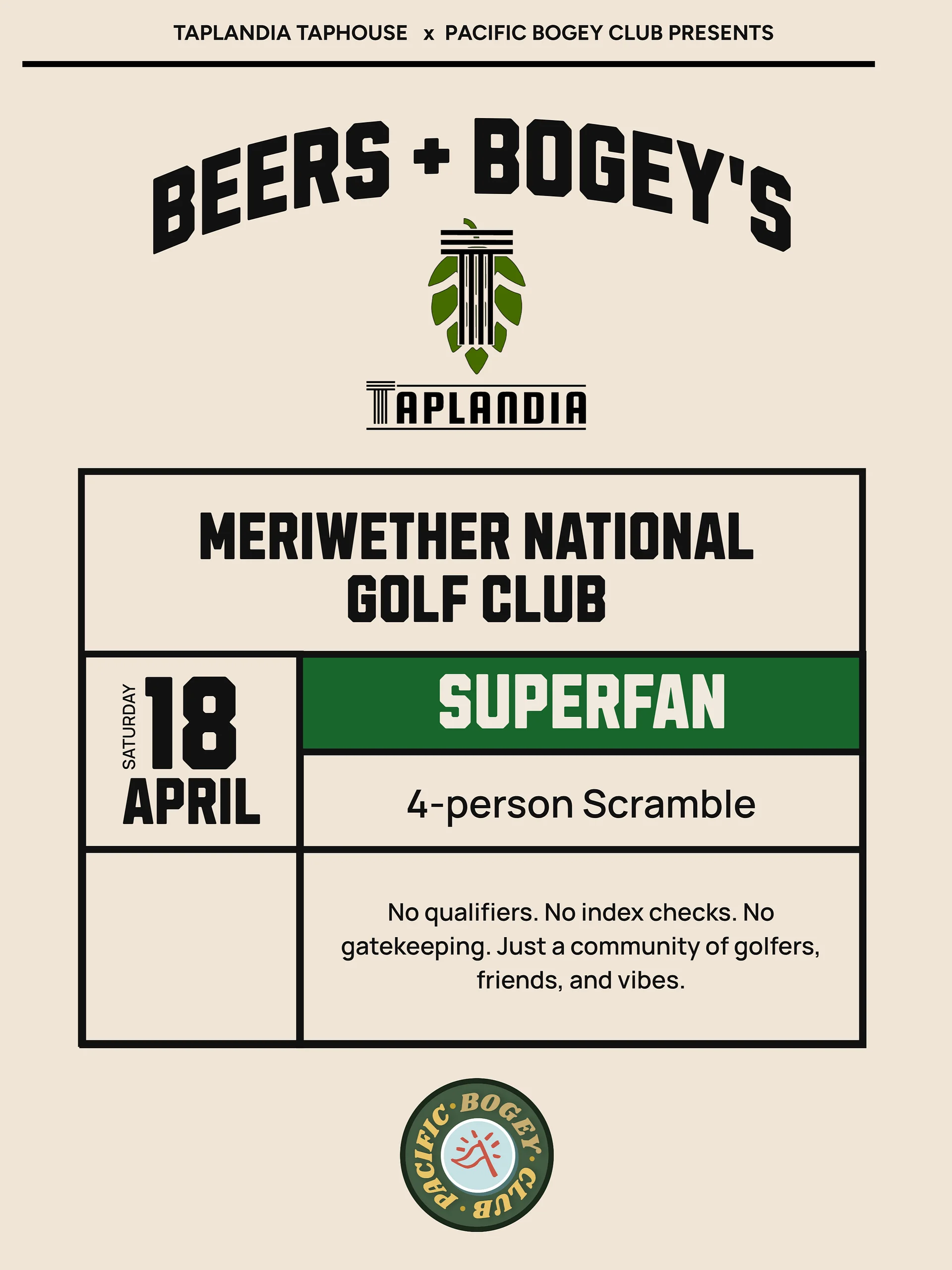 Beers & Bogey's Superfan Registration Ticket product image (1)