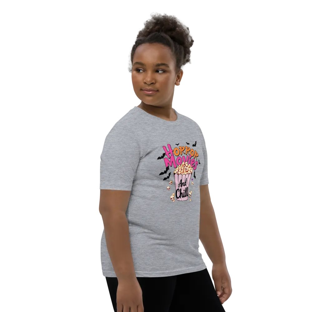 Horror Movies and Chill Popcorn Youth T-shirt product image (12)