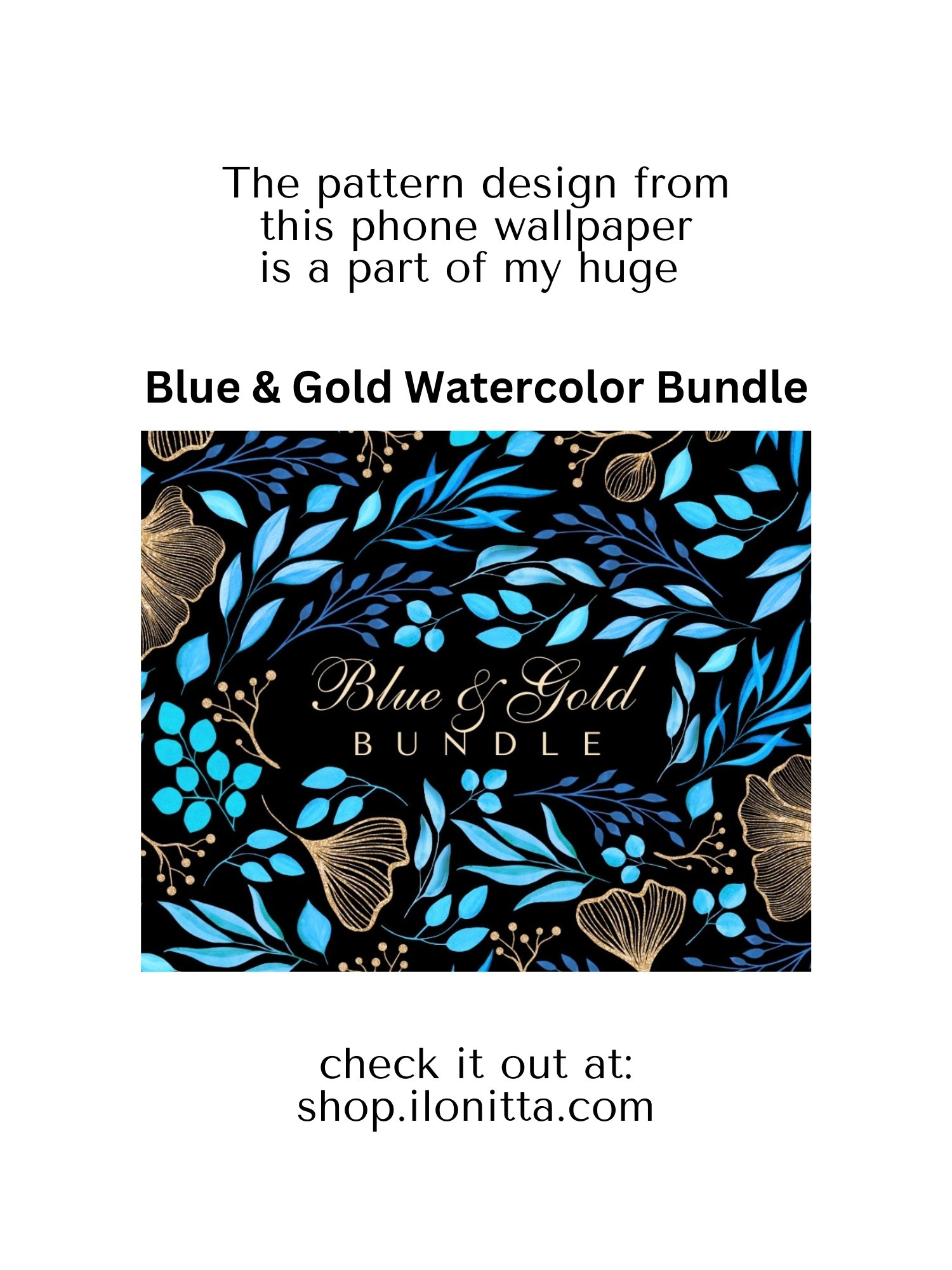 Phone Wallpaper from Blue & Gold Watercolor Bundle product image (8)