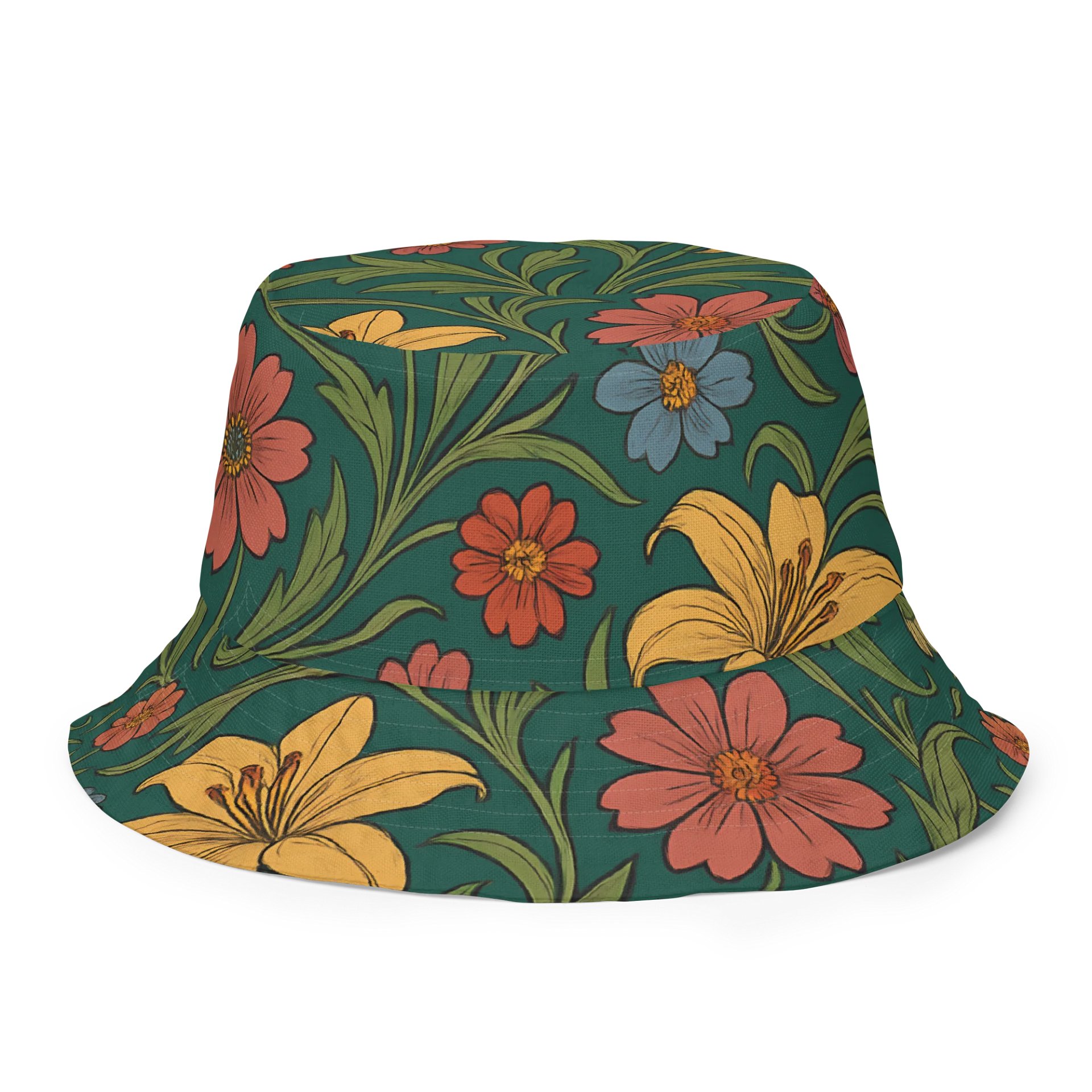 Vintage Floral Bucket Hat – Reversible Summer Festival Hat with Retro Botanical Print product image (1)