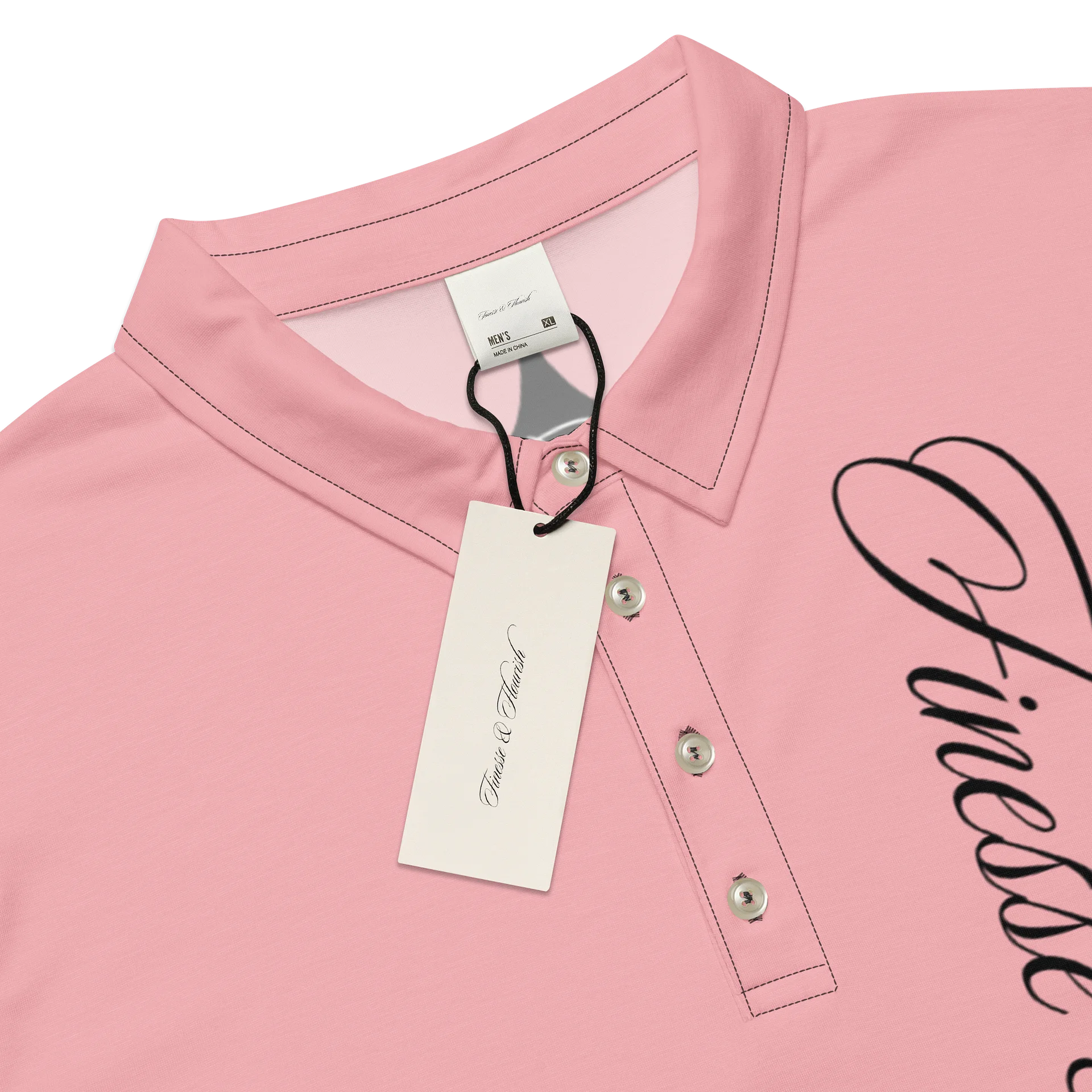 F&F Left Script Slim Fit Polo Shirt (LT PNK) product image (4)