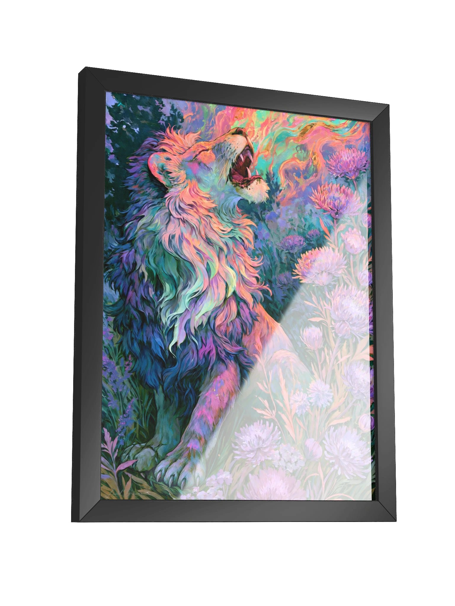 Colorful Lion Framed Art Print — The Dream That Learned to Roar product image (7)