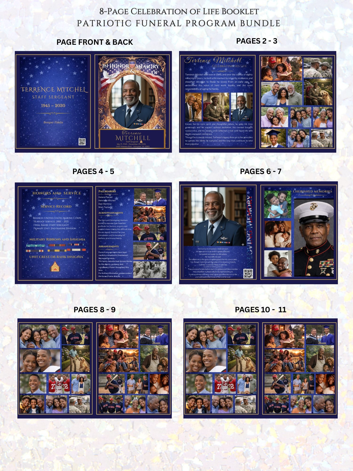 Ultimate Military Funeral Tribute Suite | 20-Page Magazine Program, Video Slideshow & Medal Guide product image (10)