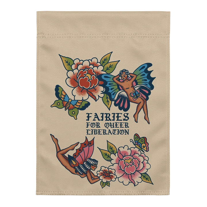Fairies for Queer Liberation Garden Flag product image (1)