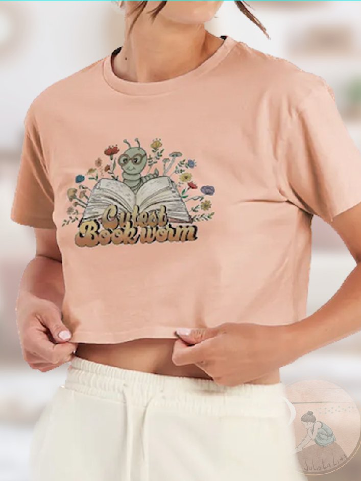 Cutest Bookworm Cropped Top Large Print product image (1)