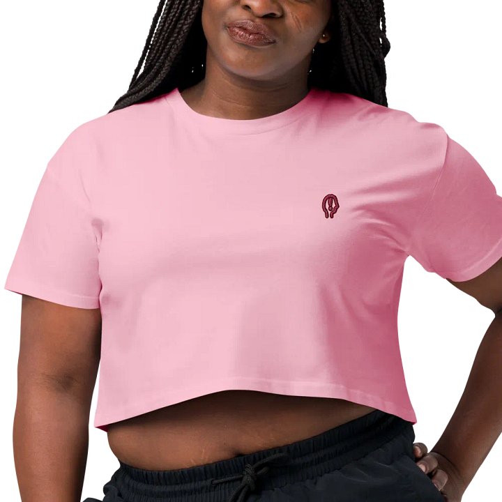 EXCLAIMING MENTALLY (L.C., rose) embroidered cotton crop top product image (8)